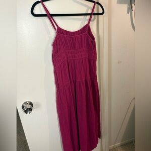 Raspberry Spaghetti Strap Midi Dress